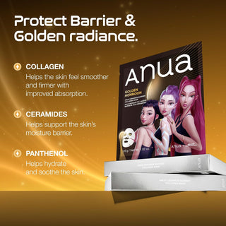 Anua Golden Honmoon Ceramide Barrier Collagen Mask 29g KPop Demon Hunters hydrogel sheet mask with Collagen, Ceramide and Panthenol for deep hydration and glowing skin in UAE.