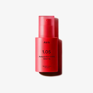 Abib Red Effect Serum 1.05 Pump 30ml with 1% NAD+, 0.05% Astaxanthin, Niacinamide and Alpha-Arbutin for antioxidant care, fine lines, firmness and radiant-looking skin in UAE.