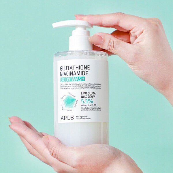 aplb - glutathione niacinamide body wash APLB Glutathione Niacinamide Body Wash 300mL – MystiGlam