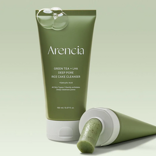 Arencia Green Tea + LHA Deep Pore Rice Cake Cleanser tube
