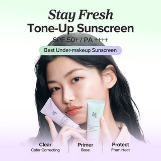 Beauty of Joseon Stay Fresh Tone-Up Sunscreen Green SPF50+ PA++++ 50ml with Centella and Ceramide for UVA UVB protection, redness correction and soothing skin care in UAE.