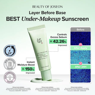 Beauty of Joseon Stay Fresh Tone-Up Sunscreen Green SPF50+ PA++++ 50ml with Centella and Ceramide for UVA UVB protection, redness correction and soothing skin care in UAE.