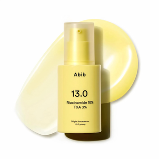 Abib Bright Force Serum 13.0 Pump 30ml with 10% Niacinamide, 3% Tranexamic Acid, Alpha-Arbutin and Vitamin C for dark spots, hyperpigmentation and brighter even-looking skin in UAE.