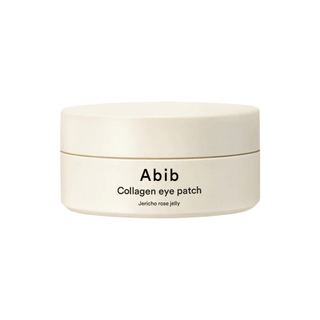 Abib Vegan Collagen Eye Patch Jericho Rose Jelly 60pcs Korean hydrogel eye patches with vegan collagen, peptides, caffeine, hyaluronic acid and ceramide for fine lines, puffiness and firm under-eyes in UAE.