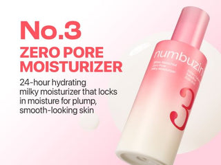 Numbuzin No.3 Bifida Bakuchiol Zero Pore Milky Moisturizer 150ml with Bifida, Galactomyces, Bakuchiol and Kojic Acid for pore care, hydration and smoother-looking skin in UAE.