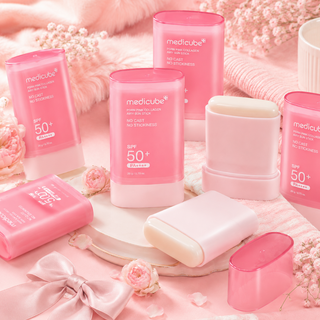 Medicube PDRN Pink Collagen Airy Sun Stick SPF50+ PA++++ 20g Korean sunscreen with PDRN and Collagen for lightweight no-cast, non-sticky daily UV protection in UAE.
