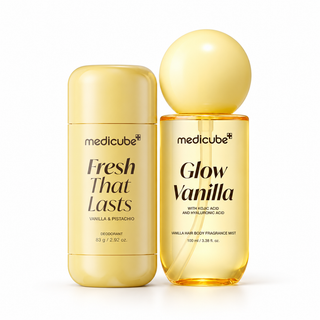 Medicube Vanilla Duo Bundle with Fresh That Lasts Vanilla and Pistachio Deodorant 83g and Glow Vanilla Hair and Body Fragrance Mist 100ml in UAE.