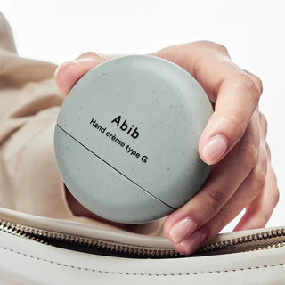 Abib Hand Crème Type G 50ml Korean moisturizing hand cream with Glycerin and Panthenol, featuring Muguet, Clove, Cedarwood, Patchouli and Musk fragrance in UAE.