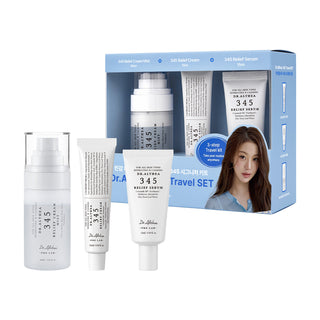 Dr. Althea 345 Relief Travel Set with Cream Mist 60ml, Relief Serum 15ml and Relief Cream 15ml for soothing hydration, PDRN and skin barrier care in UAE.