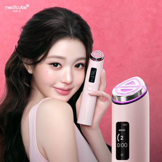 Medicube AGE-R Booster Pro Pink 6-in-1 Korean facial beauty device with Booster, Air Shot, MC, Derma Shot, Sonic Vibration and LED care for glass skin, pores and facial definition in UAE.