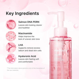Medicube PDRN Mild Cleansing Oil 195ml with PDRN, Niacinamide and Ceramide NP for gentle makeup, sunscreen, excess sebum and impurity removal in UAE.