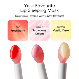 LANEIGE Lip Sleeping Mask Strawberry Shortcake 20g triple-layer Korean overnight lip treatment with Fresh Berry, Strawberry Cream and Vanilla Cake for soft, smooth and hydrated lips in UAE.