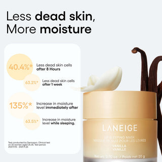 LANEIGE Lip Sleeping Mask Vanilla 20g Korean overnight lip treatment with Berry Fruit Complex, Coconut Oil, Shea Butter and Murumuru Butter for dry, chapped and hydrated lips in UAE.