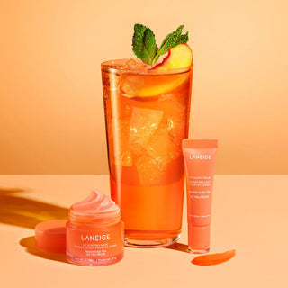 LANEIGE Lip Sleeping Mask Peach Iced Tea 20g Korean overnight lip treatment with Berry Fruit Complex, Coconut Oil, Shea Butter and Murumuru Butter for dry, chapped and hydrated lips in UAE.