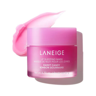 LANEIGE Lip Sleeping Mask Sweet Candy 20g Korean overnight lip treatment with Berry Fruit Complex, Vitamin C, Coconut Oil, Shea Butter, and Murumuru Butter for dry, soft, and hydrated lips in UAE.