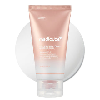 Medicube Collagen Milk Toning Wrapping Mask 75ml Korean 20-minute peel-off face mask with 5% Niacinamide, Collagen Water, Glutathione and Milk Protein for plump, hydrated and radiant skin in UAE.