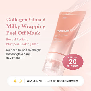 Medicube Collagen Milk Toning Wrapping Mask 75ml Korean 20-minute peel-off face mask with 5% Niacinamide, Collagen Water, Glutathione and Milk Protein for plump, hydrated and radiant skin in UAE.