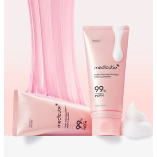 two bottles of Medicube PDRN Pink Niacinamide Whip Cleanser