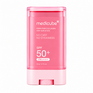 Medicube PDRN Pink Collagen Airy Sun Stick SPF50+ PA++++ 20g Korean sunscreen with PDRN and Collagen for lightweight no-cast, non-sticky daily UV protection in UAE.