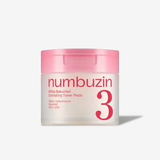 Numbuzin No.3 Bifida Bakuchiol Exfoliating Toner Pads 70EA with PHA, LHA and Kojic Acid for pore care, blackheads and smoother skin in UAE.