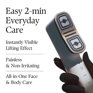 d’Alba Signature Allthera Double Shot Korean RF, dual-ultrasound and cooling beauty device for facial firming, contour care, elasticity and soothing home treatments in UAE.